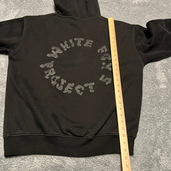White Fox Project 5 Black Hoodie Mens Small Black on Black Logo Distressed - Picture 5 of 7